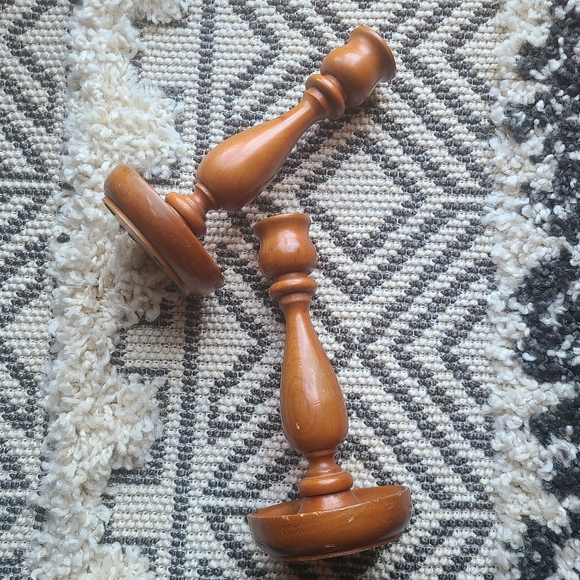 Vintage Wooden candlestick holders